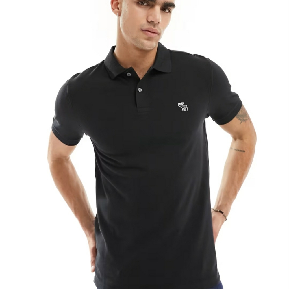 NWT Abercrombie & Fitch Icon Don't Sweat It Black Polo Shirt T-Shirt Size XS